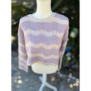 Altar'd State Lavender & Cream Cropped Open-Stitch sz Small